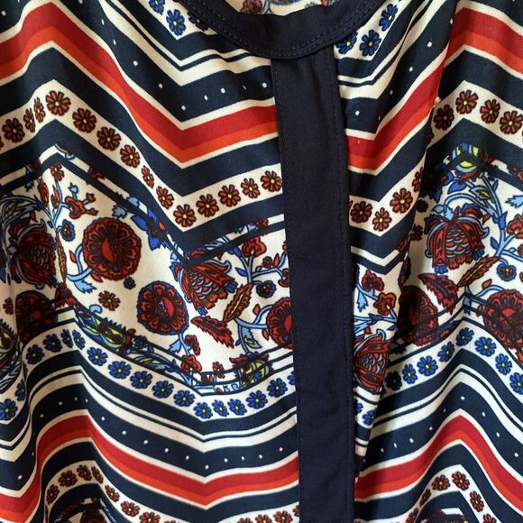 Andrea Missy Blouse Women’s Large Sleeveless Chevron Floral Colorful Slit Bottom - Picture 4 of 10